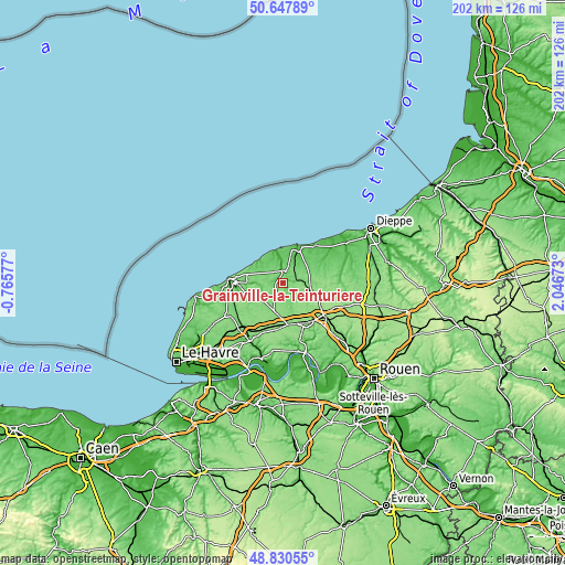 Topographic map of Grainville-la-Teinturière