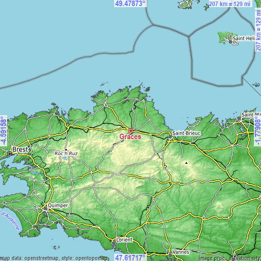 Topographic map of Grâces