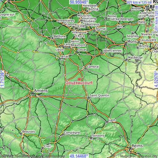 Topographic map of Gouzeaucourt