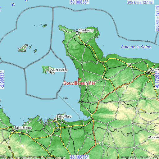 Topographic map of Gouville-sur-Mer