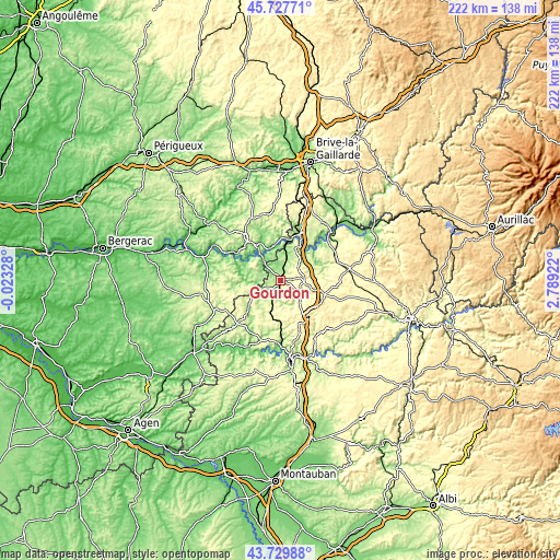 Topographic map of Gourdon