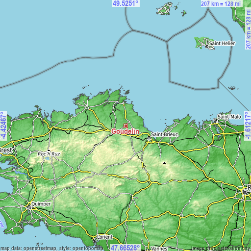 Topographic map of Goudelin