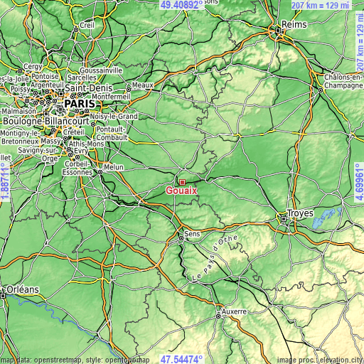 Topographic map of Gouaix