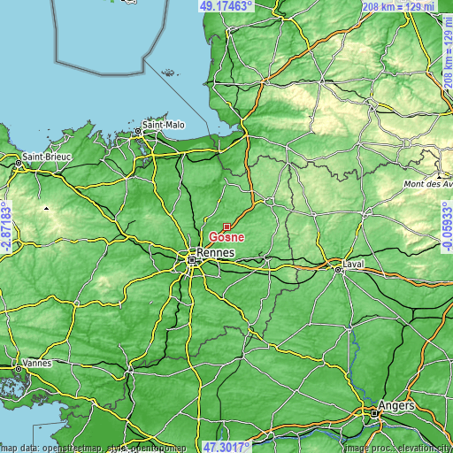 Topographic map of Gosné