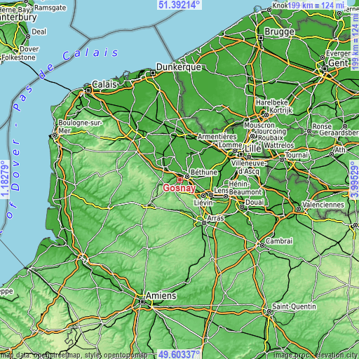 Topographic map of Gosnay