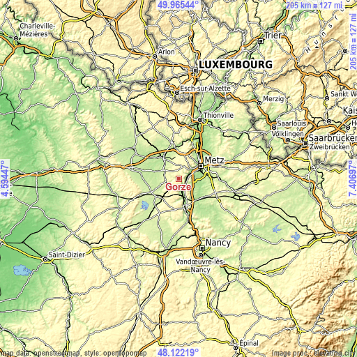 Topographic map of Gorze