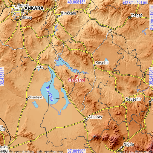 Topographic map of Sarıyahşi
