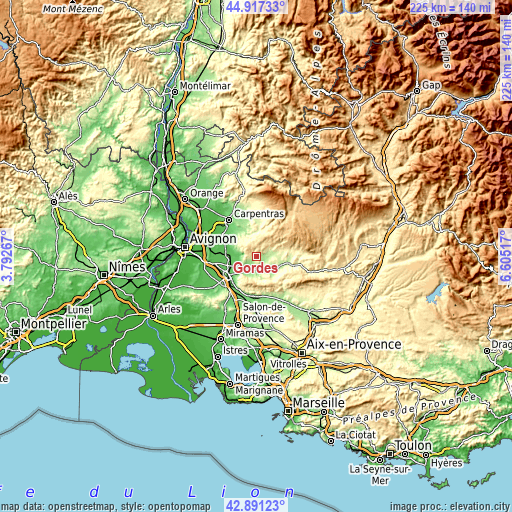 Topographic map of Gordes