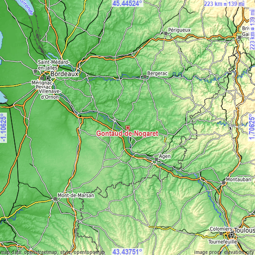 Topographic map of Gontaud-de-Nogaret