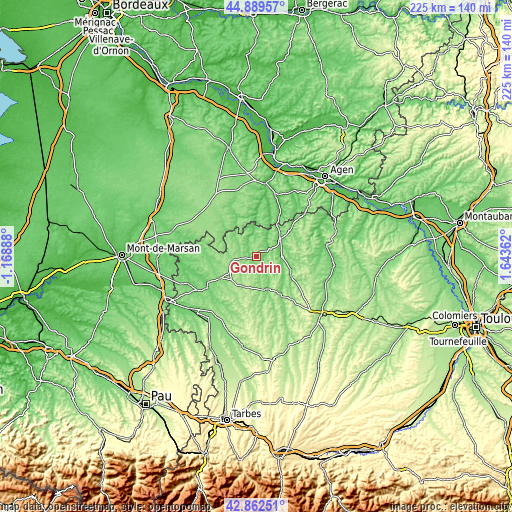 Topographic map of Gondrin