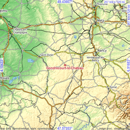 Topographic map of Gondrecourt-le-Château