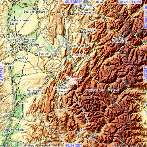 Topographic map of Goncelin