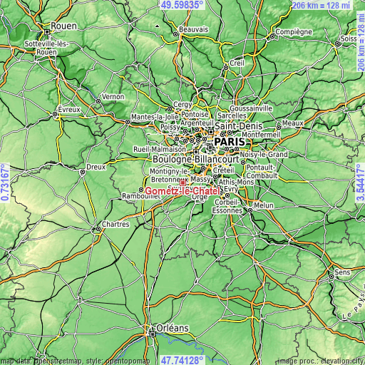 Topographic map of Gometz-le-Châtel