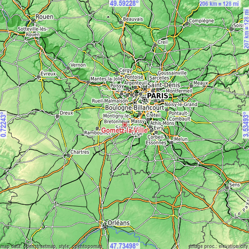 Topographic map of Gometz-la-Ville