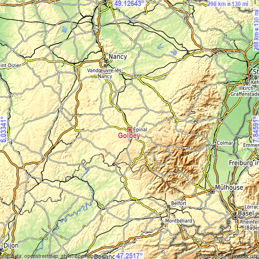 Topographic map of Golbey