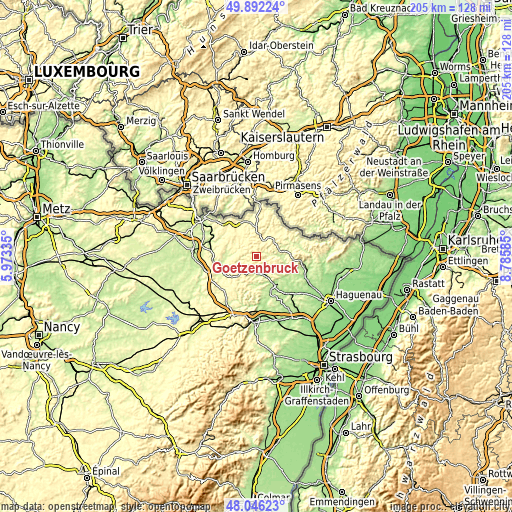 Topographic map of Goetzenbruck