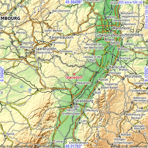 Topographic map of Gœrsdorf