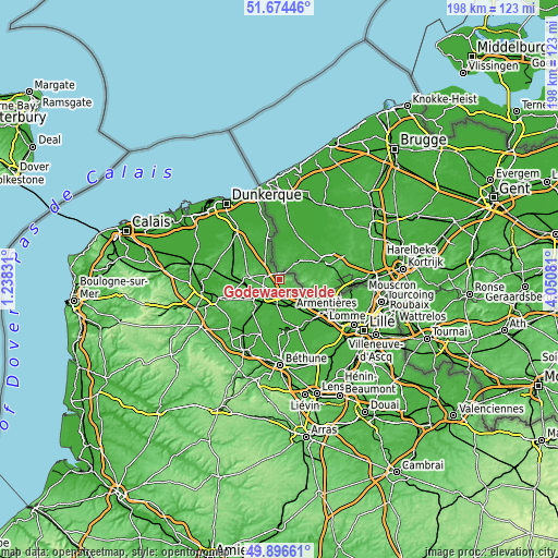 Topographic map of Godewaersvelde