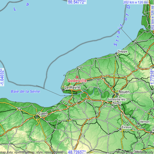 Topographic map of Goderville