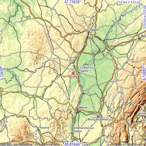 Topographic map of Givry