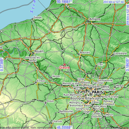 Topographic map of Gisors