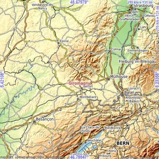 Topographic map of Giromagny