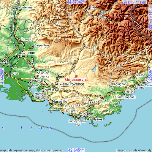 Topographic map of Ginasservis