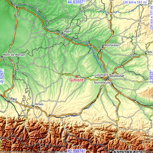 Topographic map of Gimont