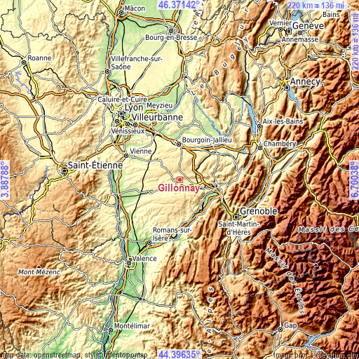 Topographic map of Gillonnay