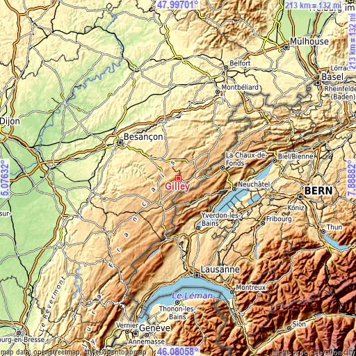 Topographic map of Gilley