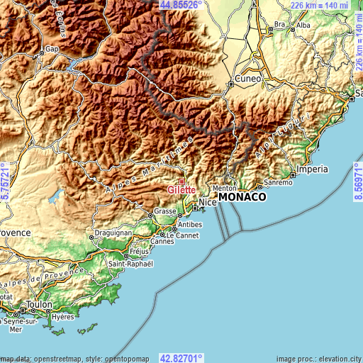 Topographic map of Gilette