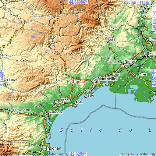 Topographic map of Gignac