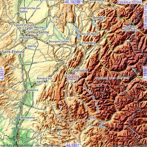 Topographic map of Gières