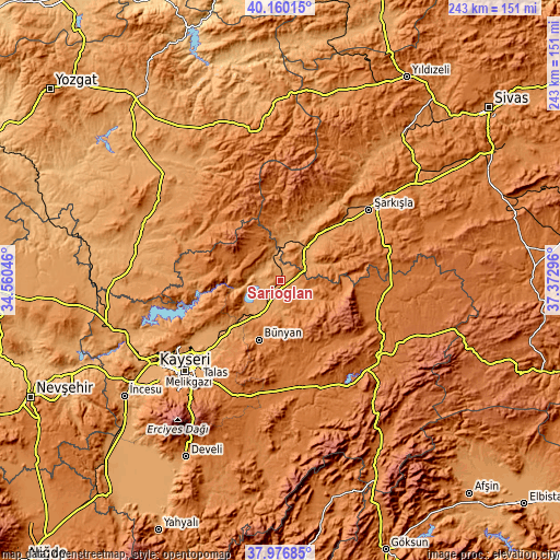 Topographic map of Sarıoğlan