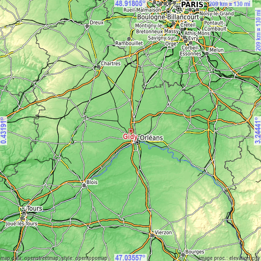 Topographic map of Gidy