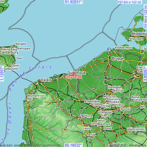 Topographic map of Ghyvelde