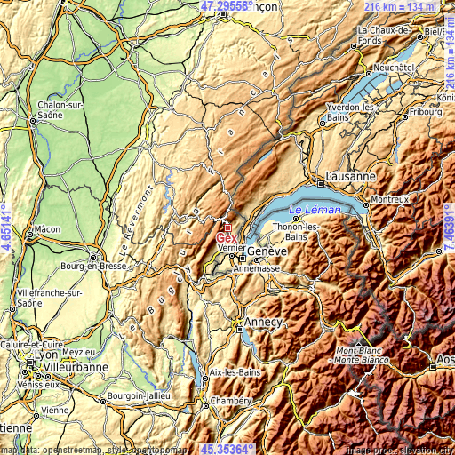 Topographic map of Gex