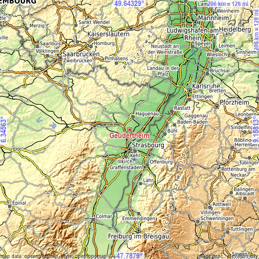 Topographic map of Geudertheim