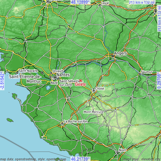 Topographic map of Gesté