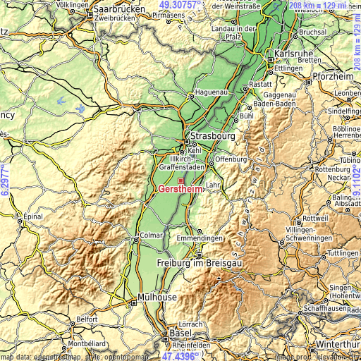 Topographic map of Gerstheim