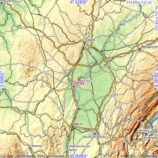 Topographic map of Gergy