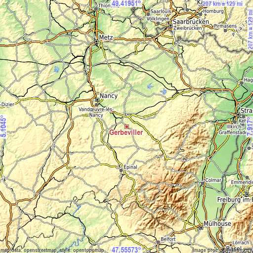 Topographic map of Gerbéviller