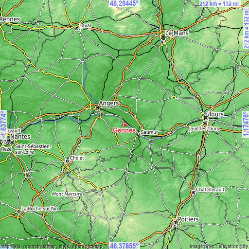 Topographic map of Gennes