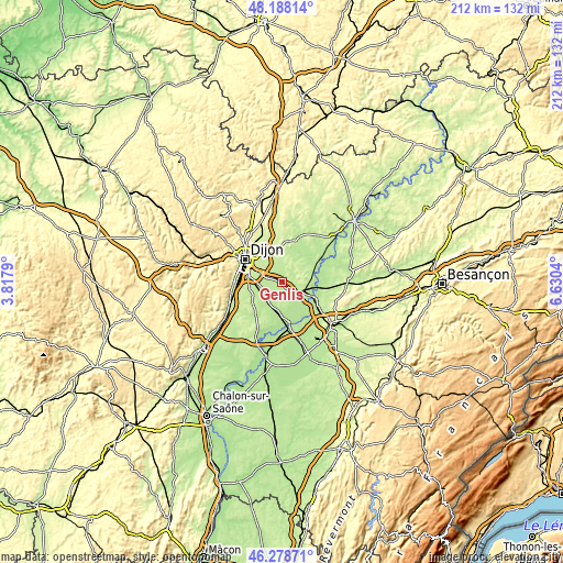 Topographic map of Genlis