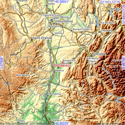 Topographic map of Génissieux