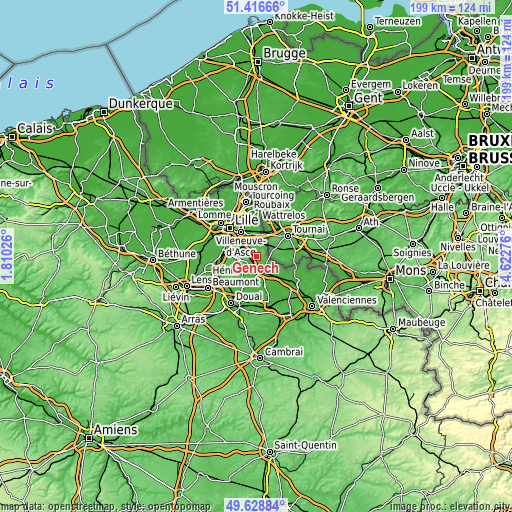 Topographic map of Genech