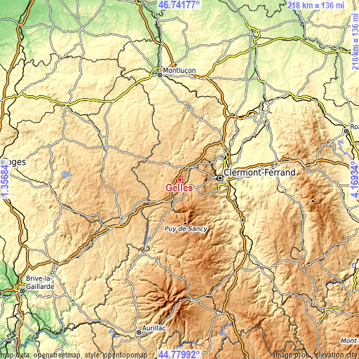 Topographic map of Gelles