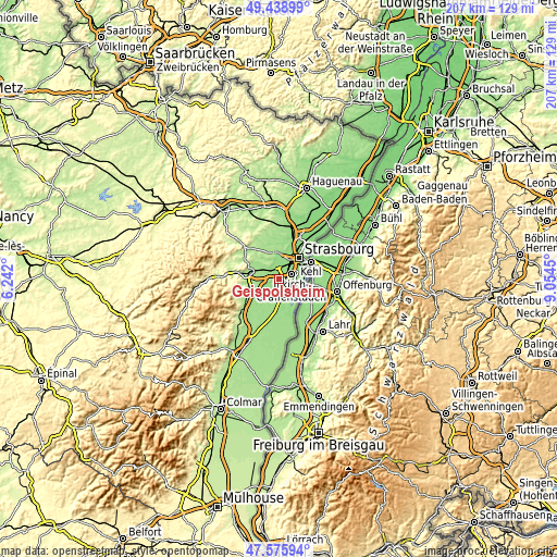 Topographic map of Geispolsheim