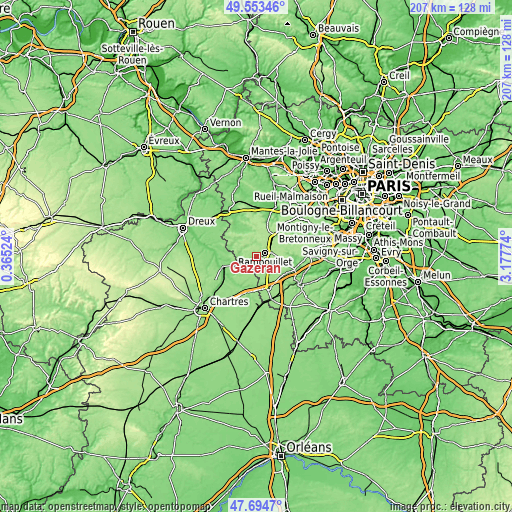 Topographic map of Gazeran