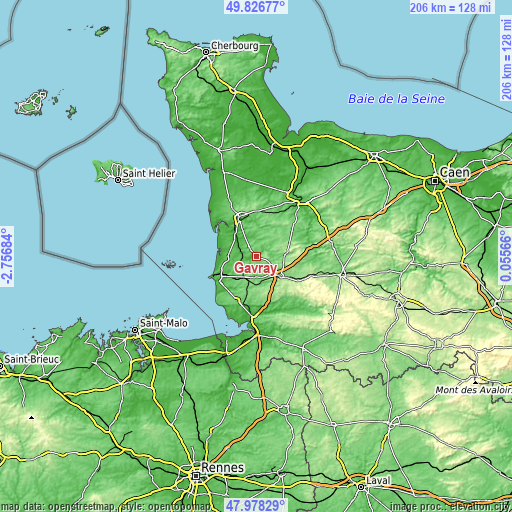 Topographic map of Gavray